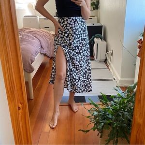 Floral Midi Slit Skirt, Size S